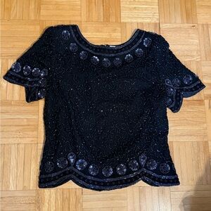 Vintage Black Beaded Women's Top